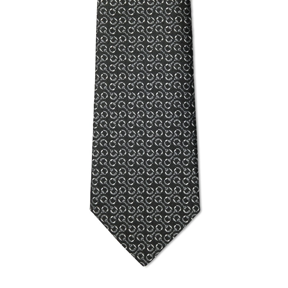 Horsebit silk jacquard tie