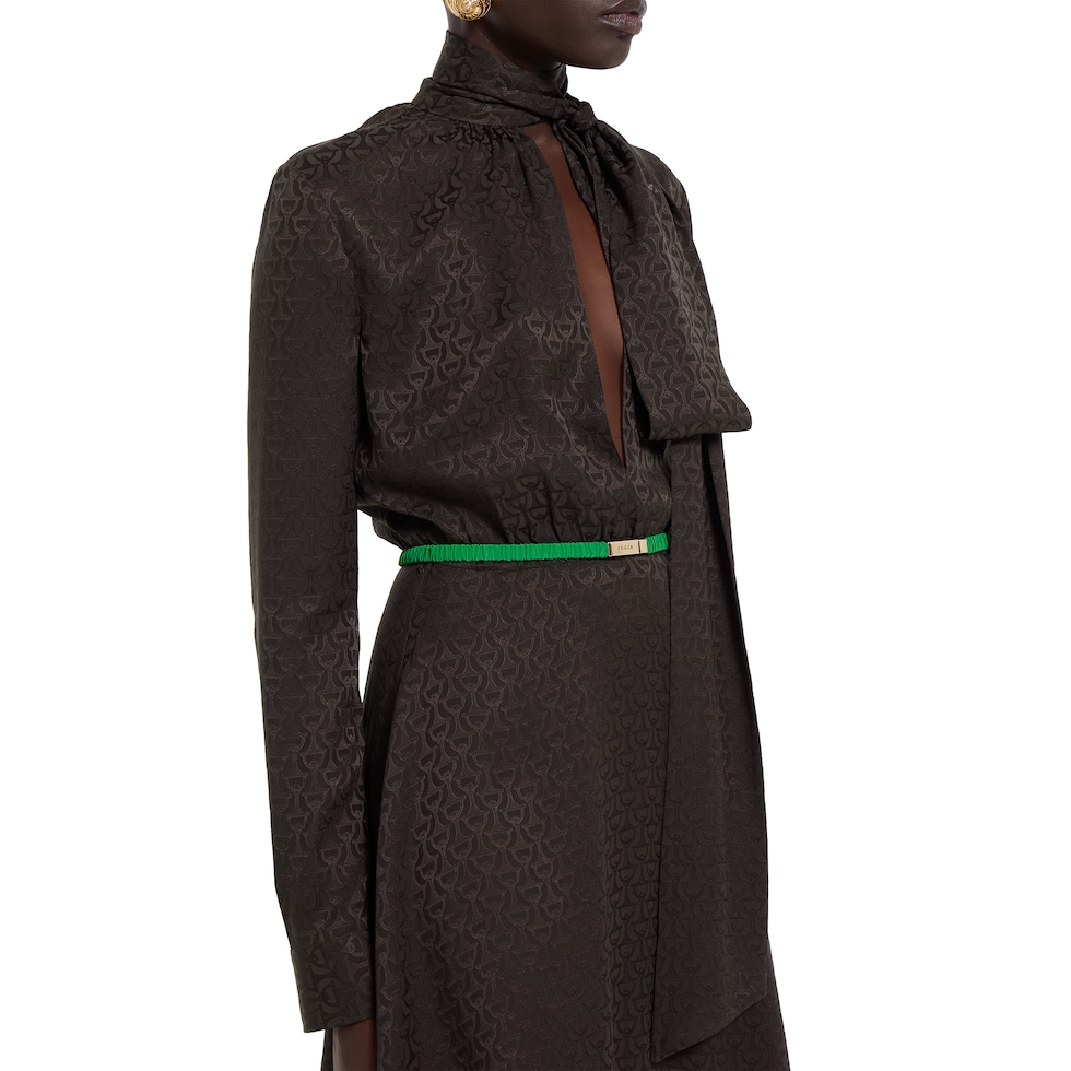 Horsebit silk jacquard dress