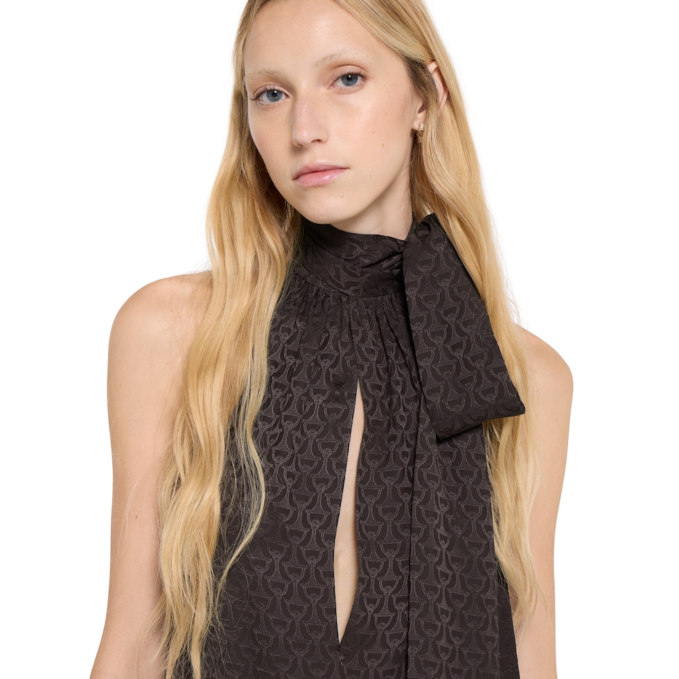 Horsebit silk jacquard dress