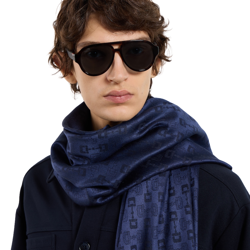 Silk wool Horsebit jacquard shawl