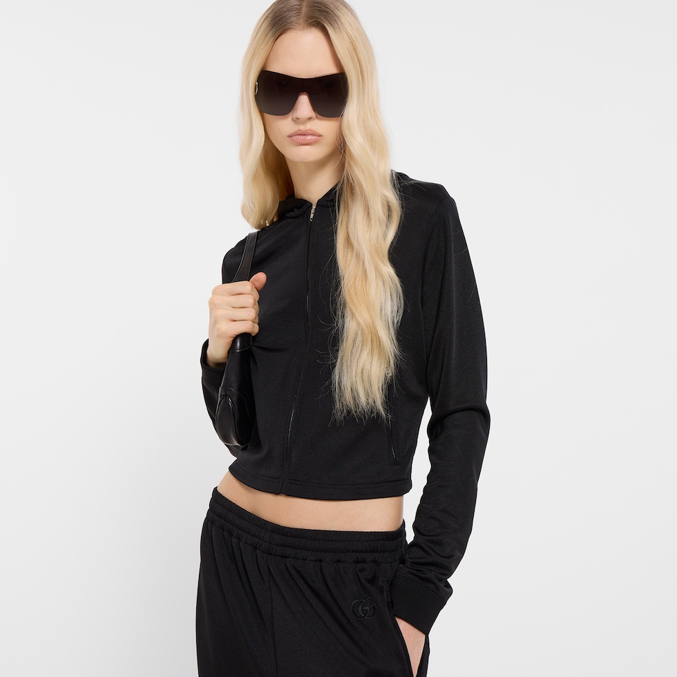 Veste zippée en jersey avec broderie