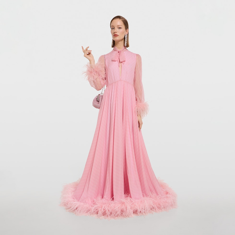 Abito in chiffon di seta stampato