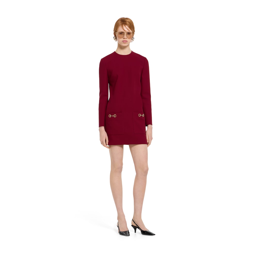 เดรส Silk georgette dress with Horsebit