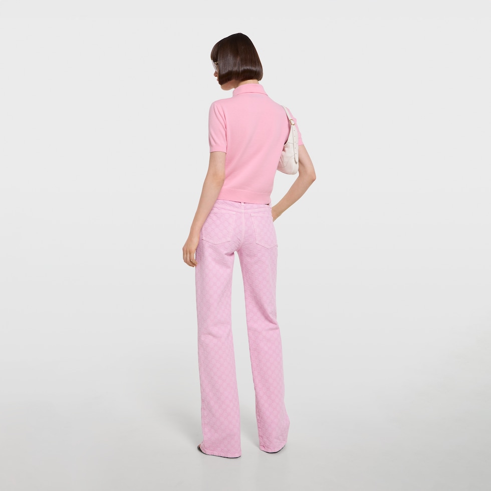 Knit wool polo shirt with embroidery