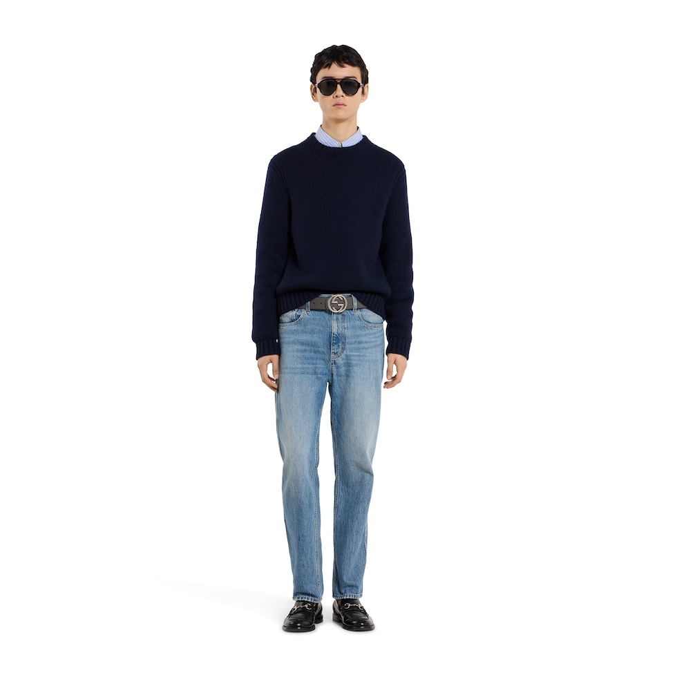 Reversible belt with Interlocking G buckle