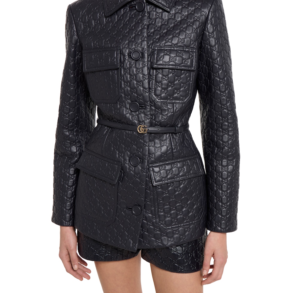 Embossed GG leather jacket