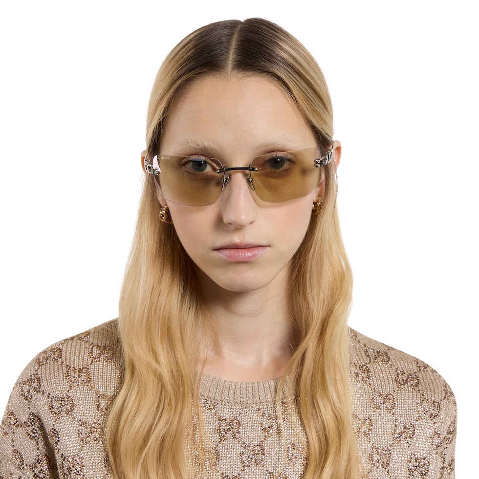 Frameless square sunglasses
