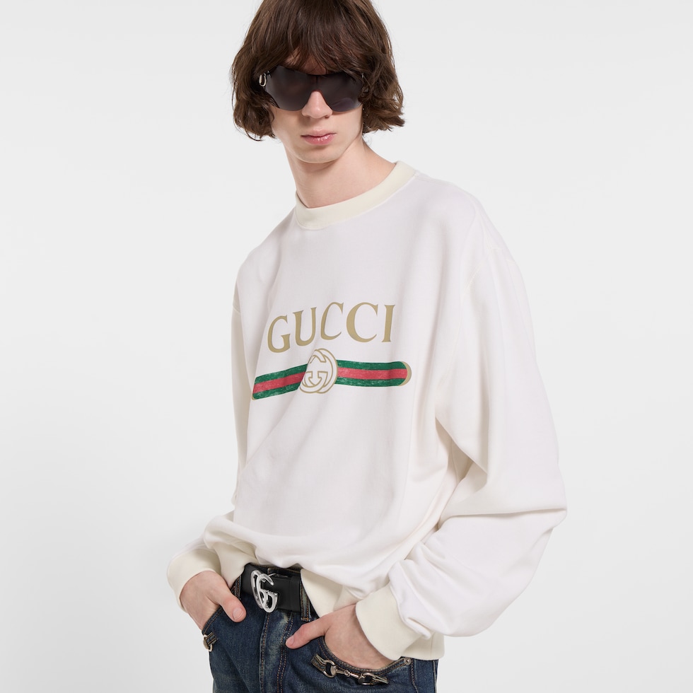 프린트 캐시미어 혼방 스웨트셔츠