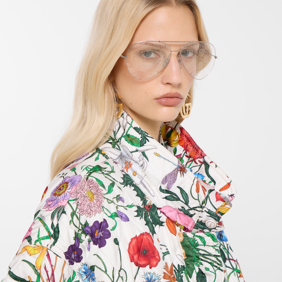 Printed quilted twill jacket