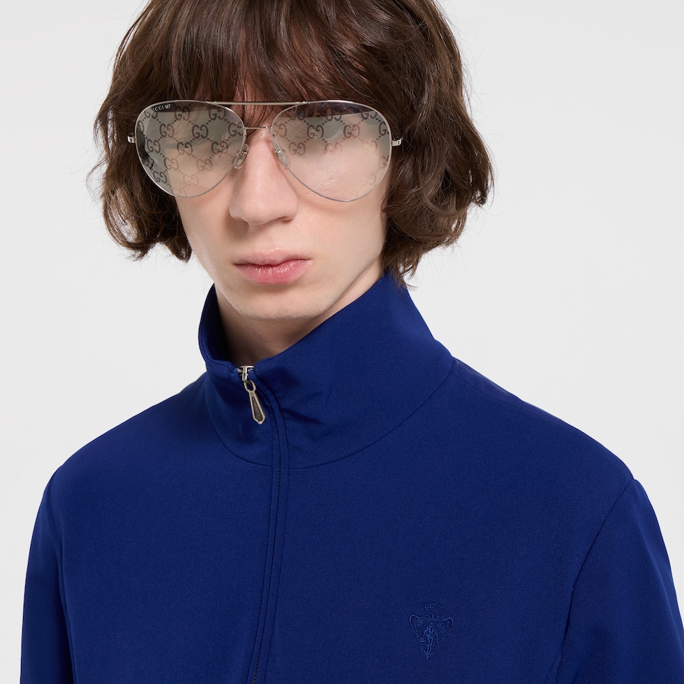 Stretch nylon gabardine zip jacket