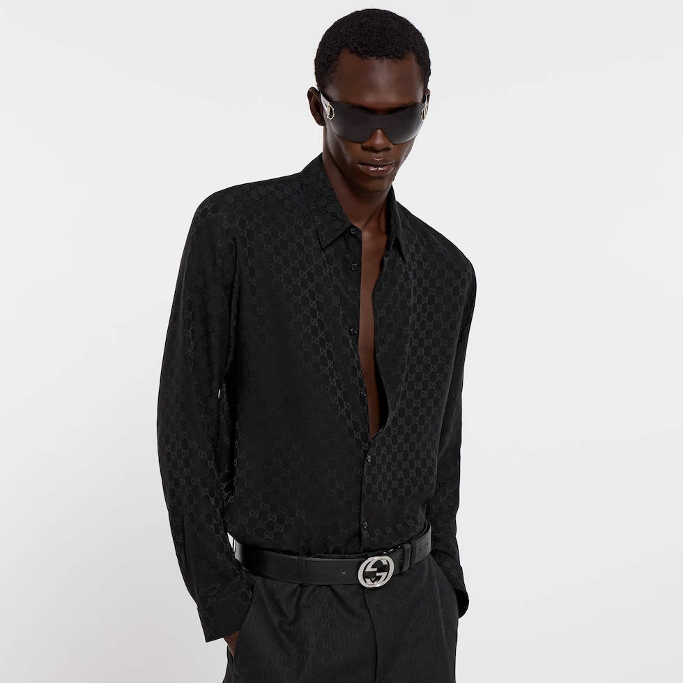 Chemise en jacquard de soie GG