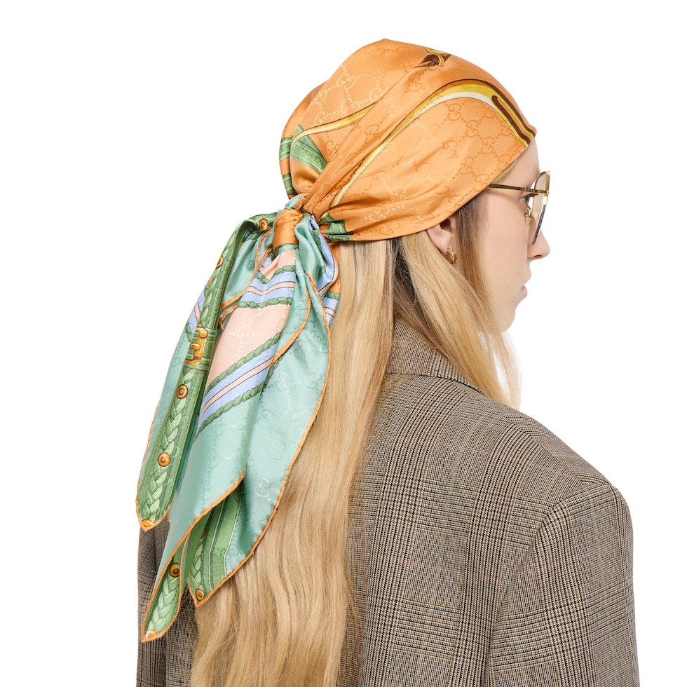 Printed silk jacquard carré