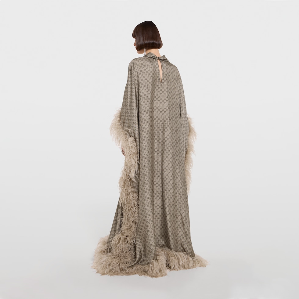 Abito lungo in twill di seta stampato