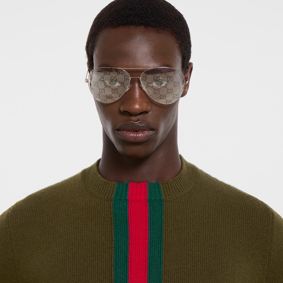 Jersey de punto con intarsia de tribanda Web