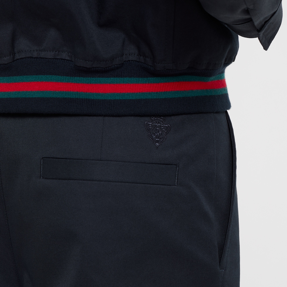 Cotton twill pants with embroidery