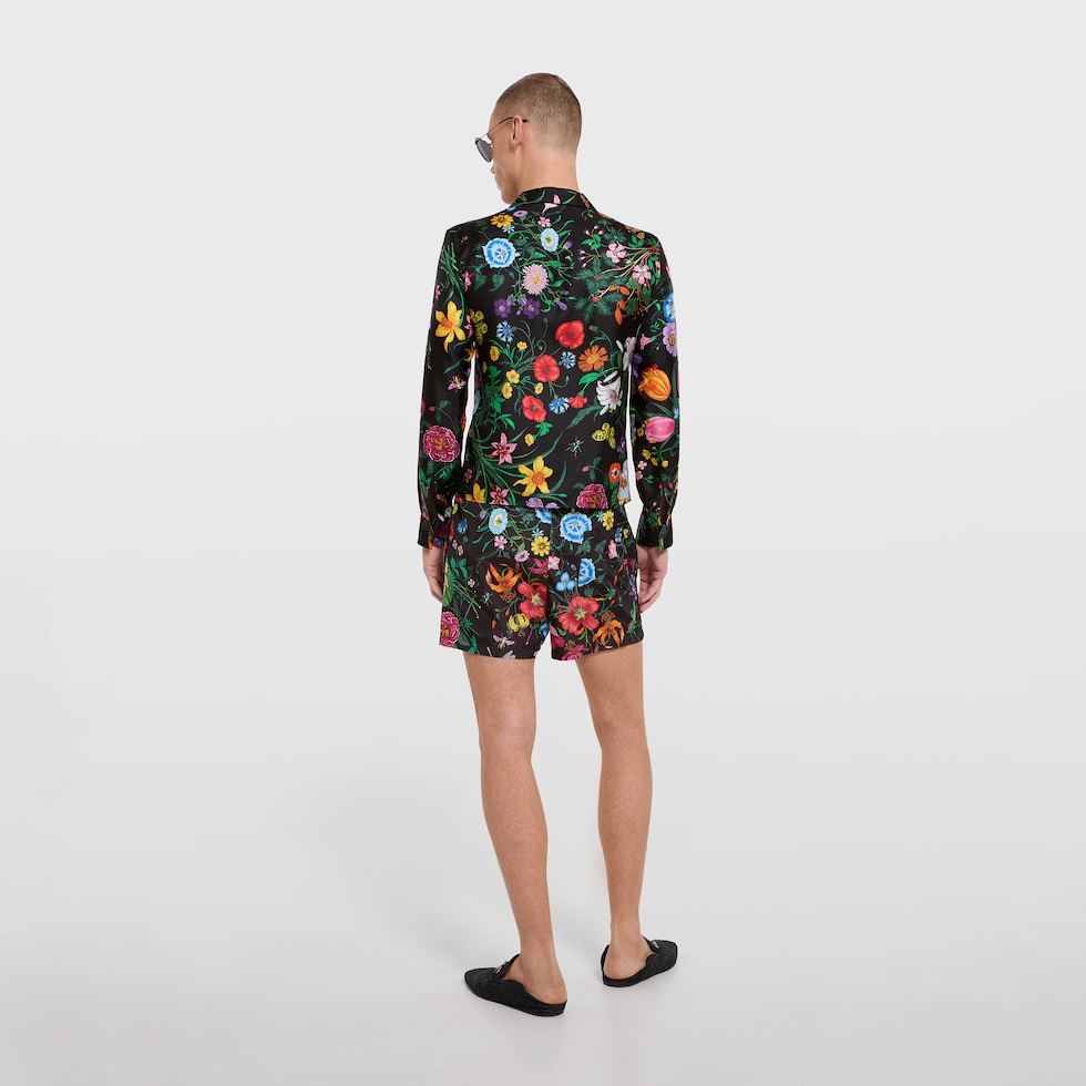 Chemise de bowling en twill de soie à imprimé