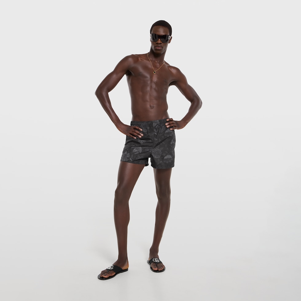 Printed nylon swim shorts