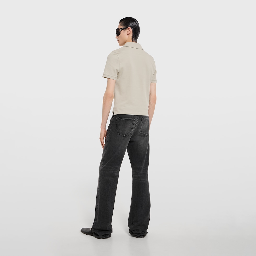 Cotton denim pants with Horsebit detail