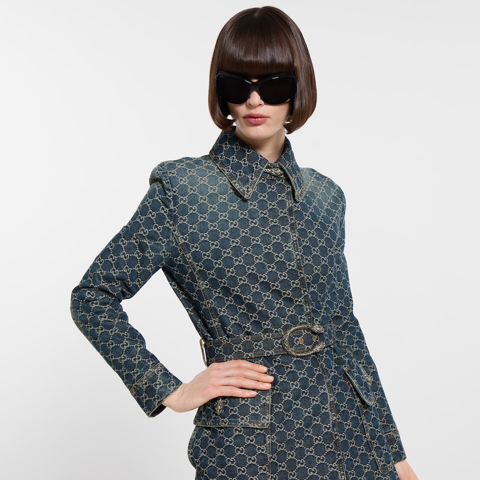 Veste en jacquard de denim de coton GG