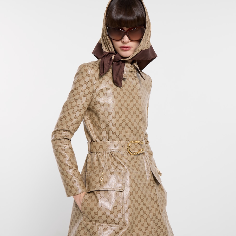 معطف من قماش كانفاس القطن المغلّف بنقش GG