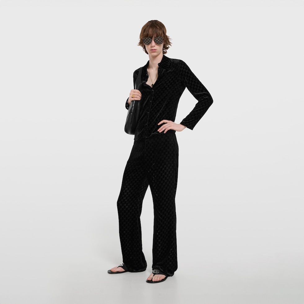 Chemise en velours dévoré GG stretch