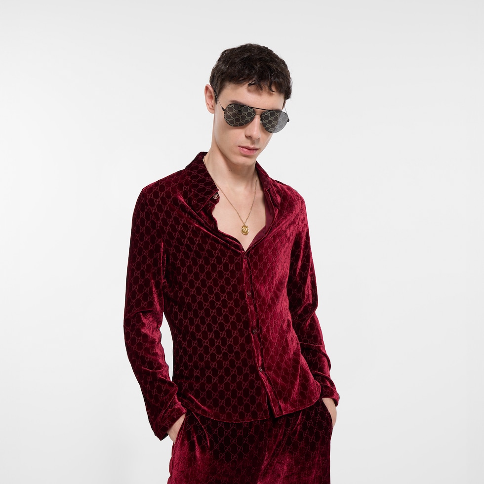 Chemise en velours dévoré GG stretch