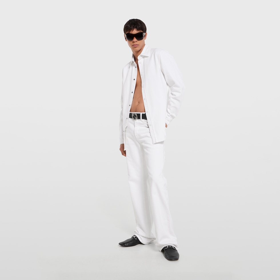 Chemise en denim de coton certifié délavé