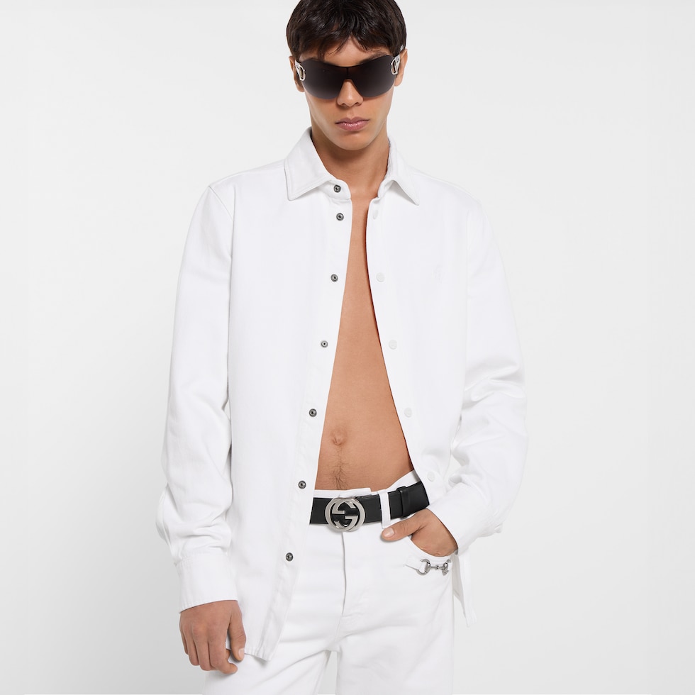 Chemise en denim de coton certifié délavé