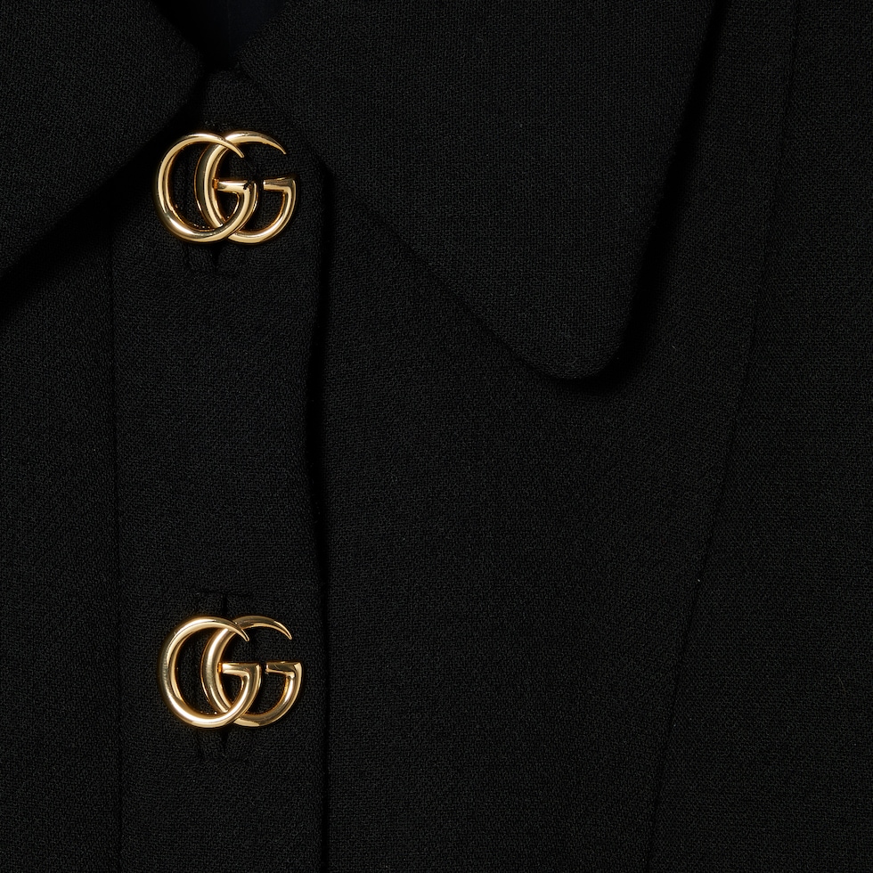 Abito in crêpe di lana con bottone Doppia G