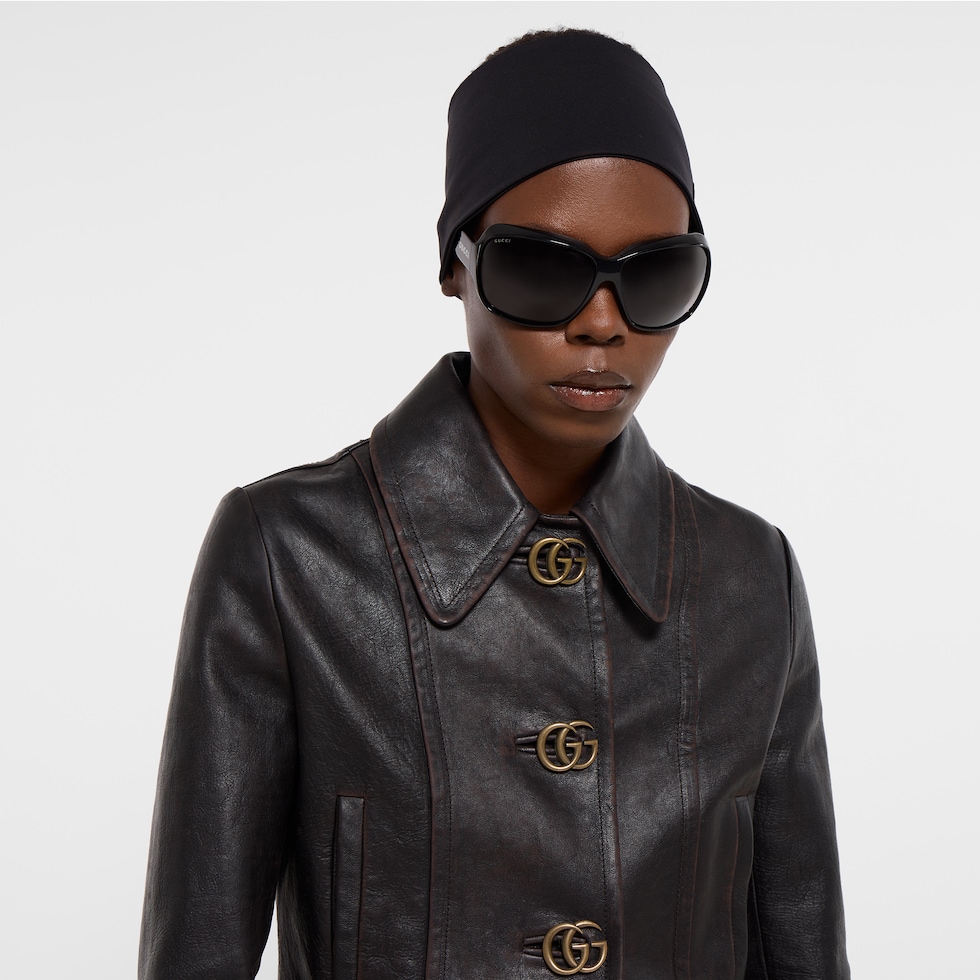 Veste en cuir effet vieilli