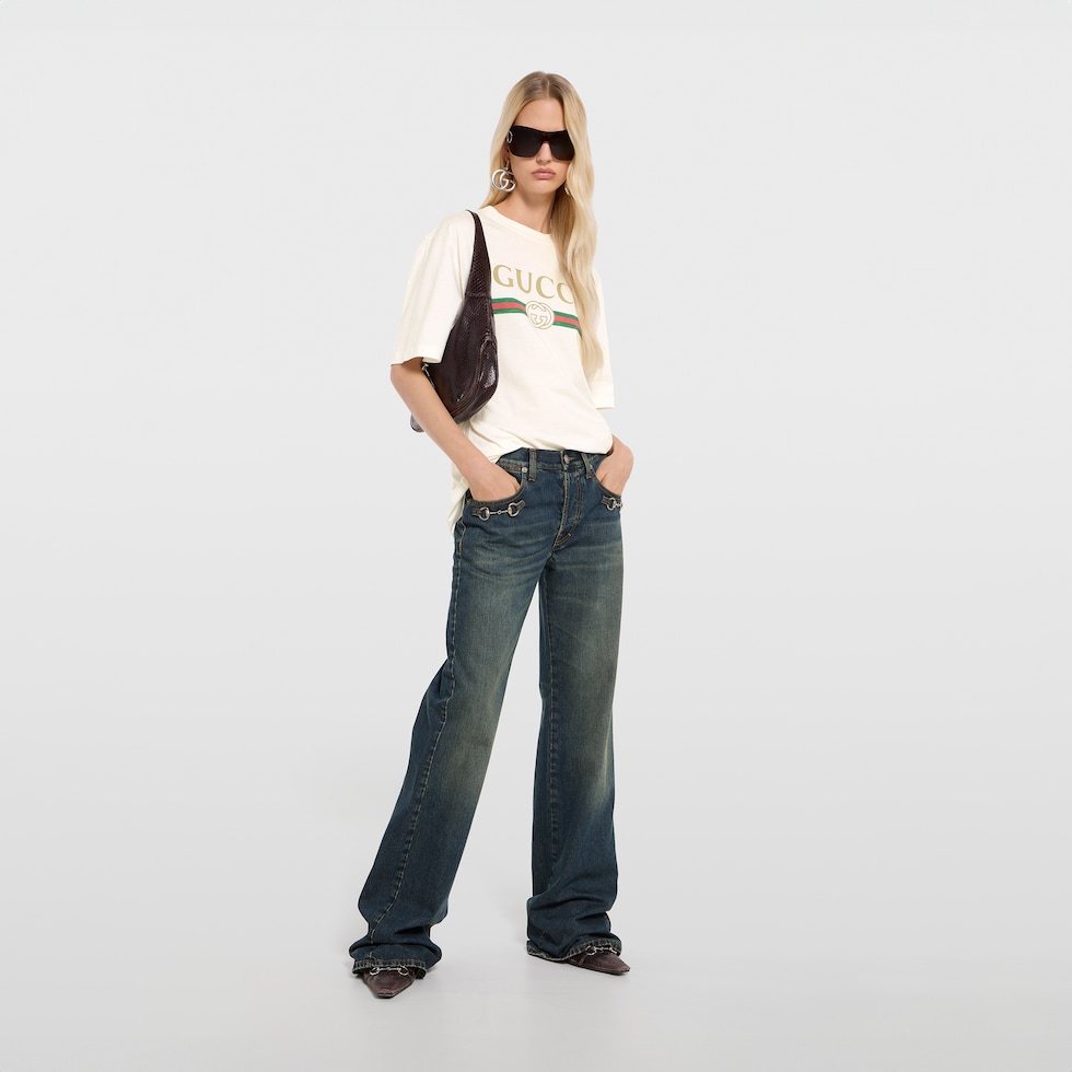 T-shirt en jersey de coton et soie avec imprimé