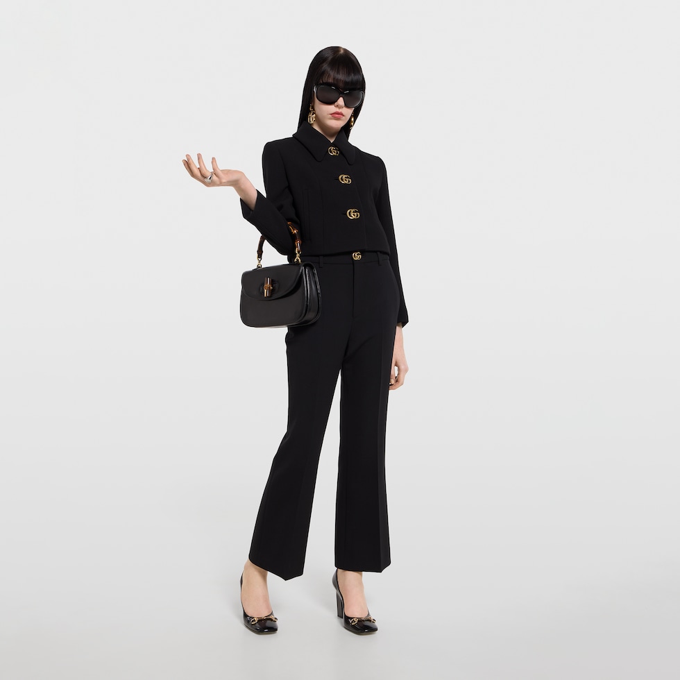 더블 G 버튼이 있는 크레이프 울 재킷