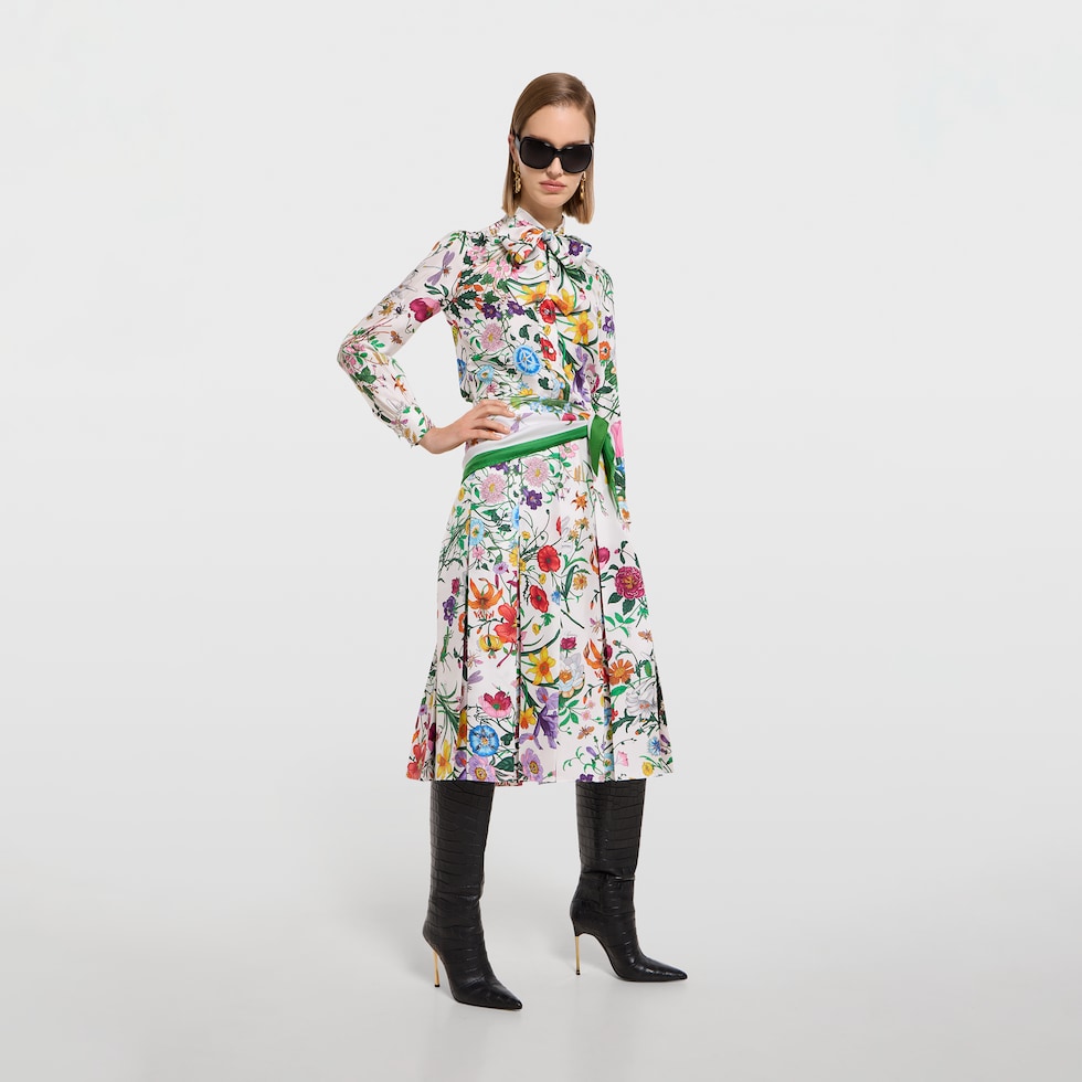 Printed silk twill diamond scarf