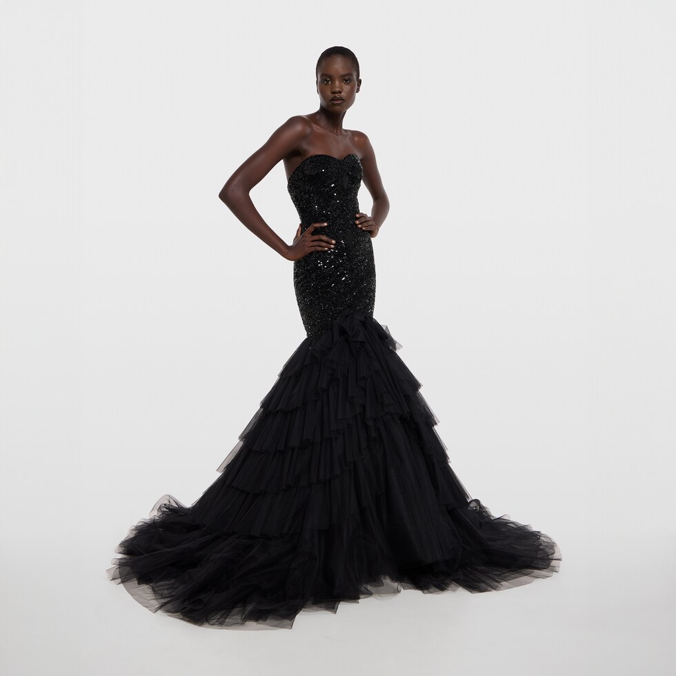 Kleid aus Tüll mit besticktem Korsett