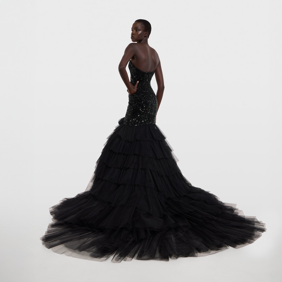 Kleid aus Tüll mit besticktem Korsett