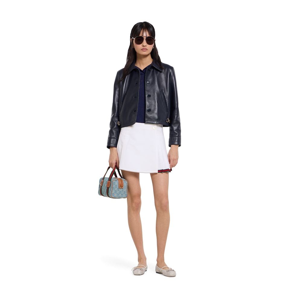 Shiny leather jacket with Horsebit