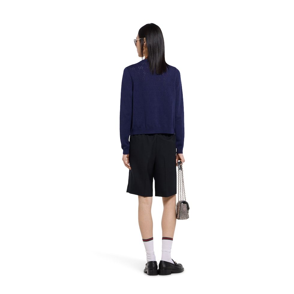 Wool shorts with intarsia