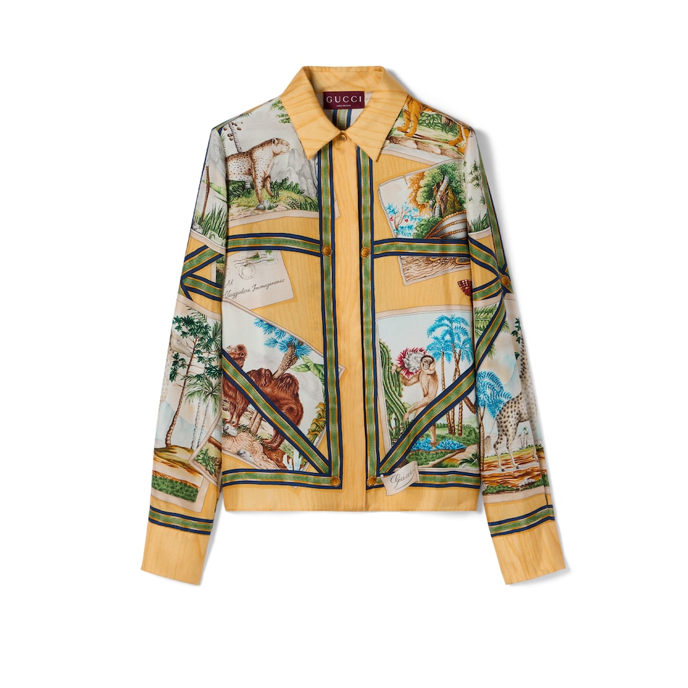 Printed silk twill shirt