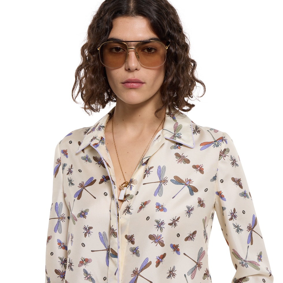 Printed silk twill shirt
