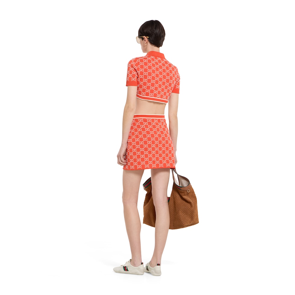 Falda de jacquard de algodón fino con GG