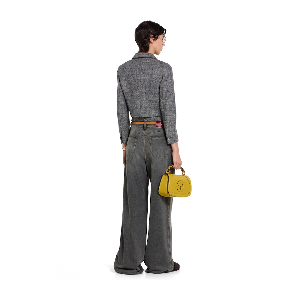 Wide leg denim trousers