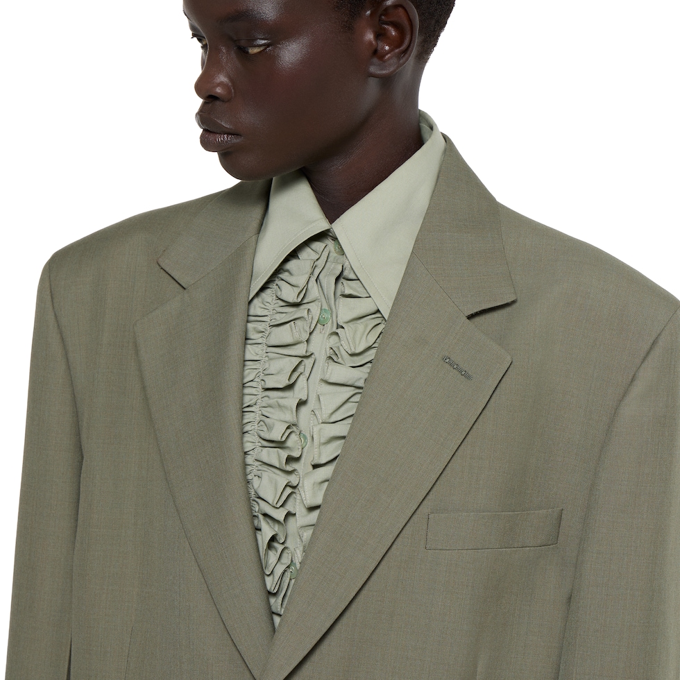 Single-breasted dry wool jacket