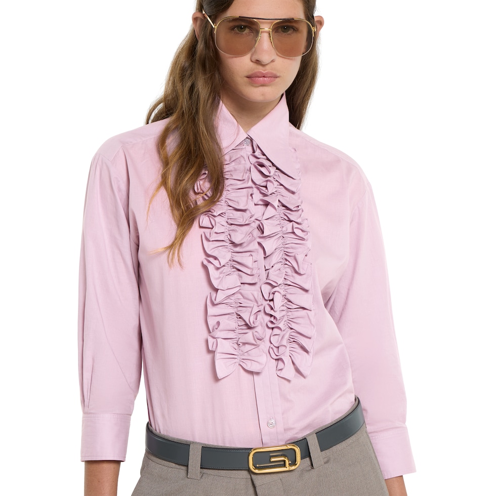 ラッフル トリム付き コットンモスリン シャツ