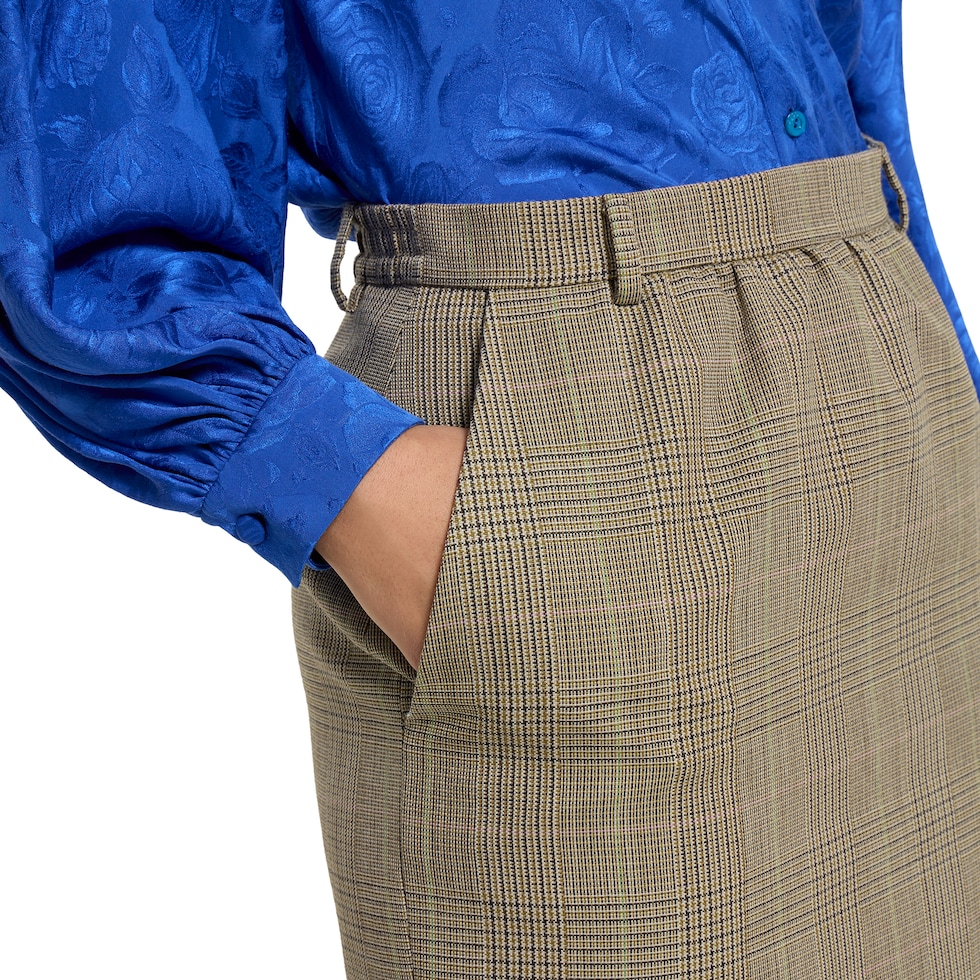 グレンチェック ウール スカート