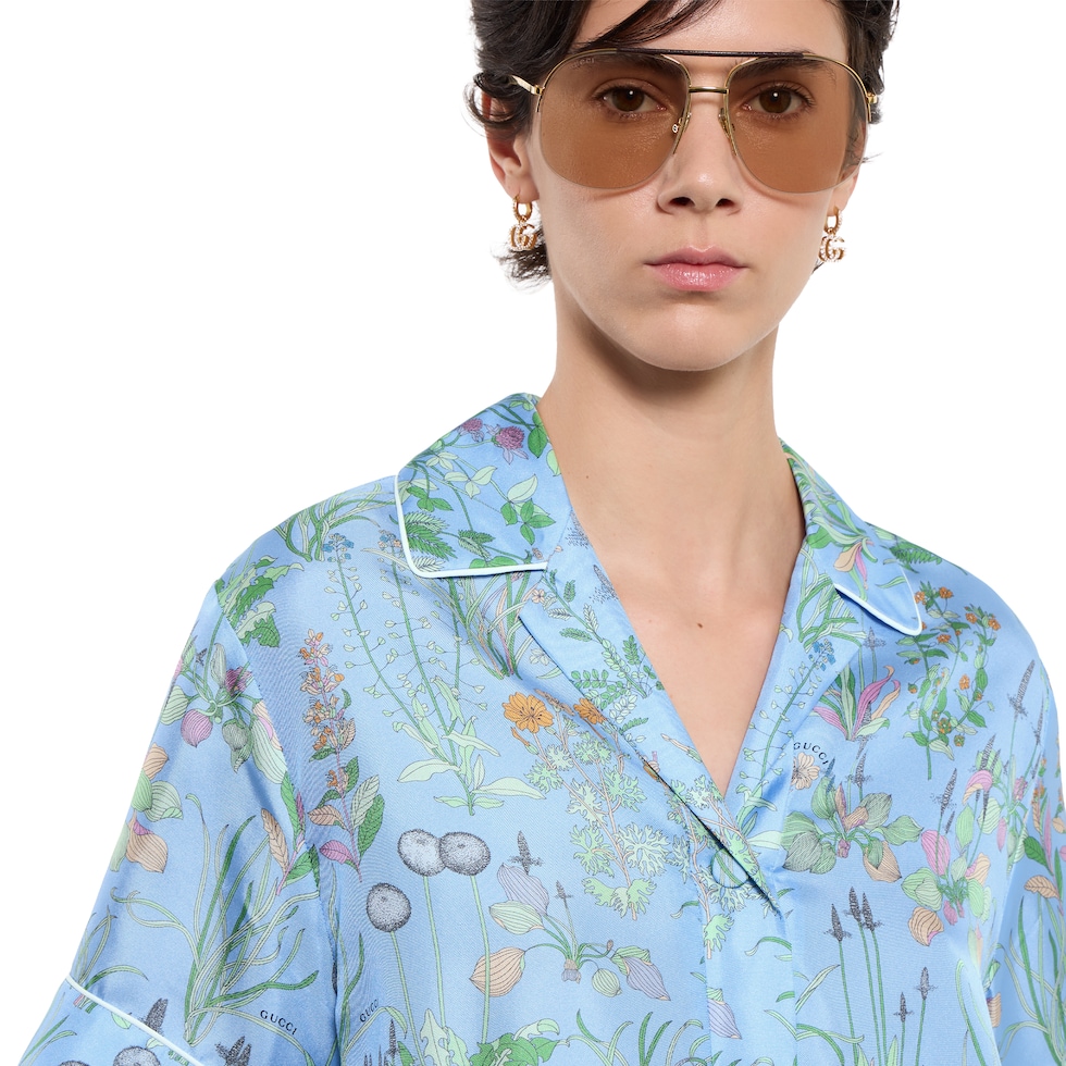 Printed silk twill shirt