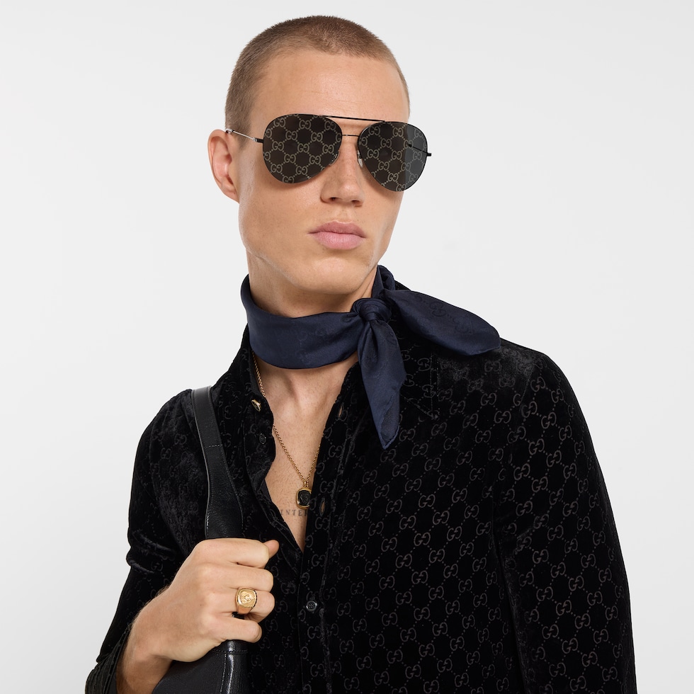 GG silk cotton pocket square