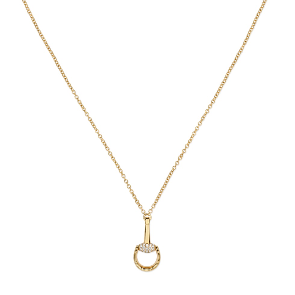 Gucci Horsebit diamond 18k pendant necklace