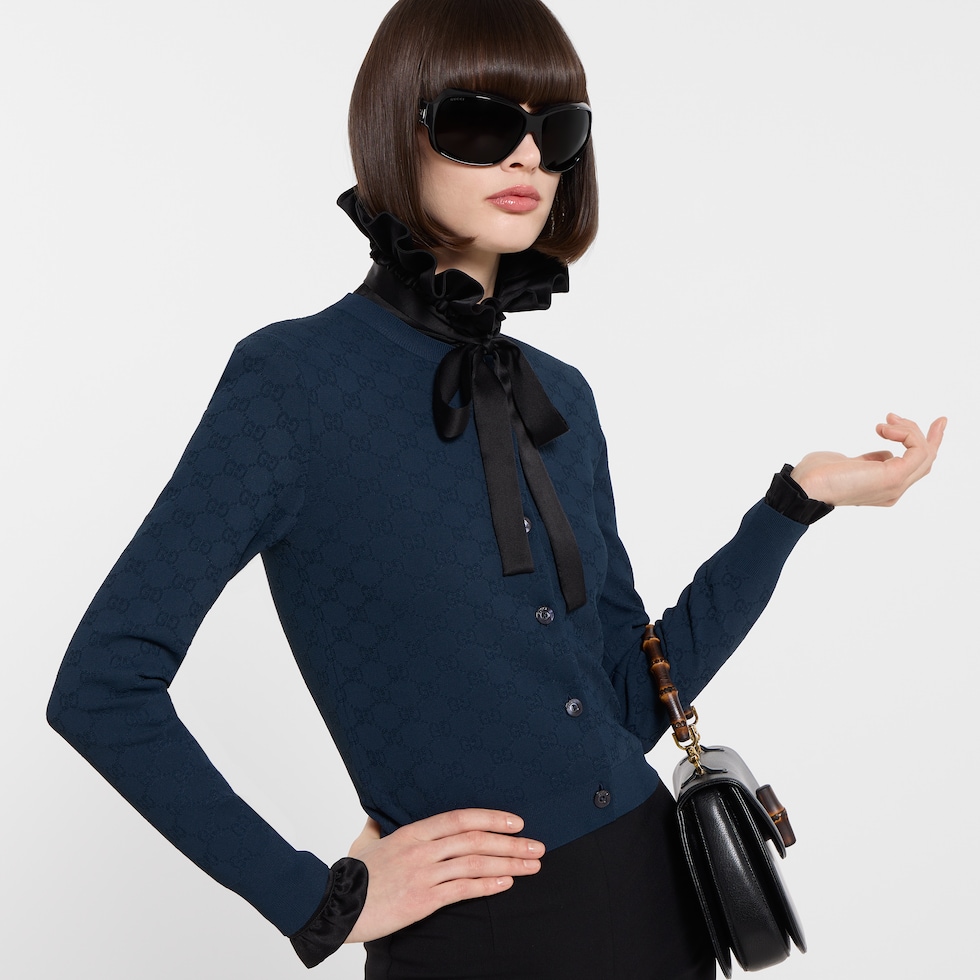 GG fine fabric jacquard cardigan