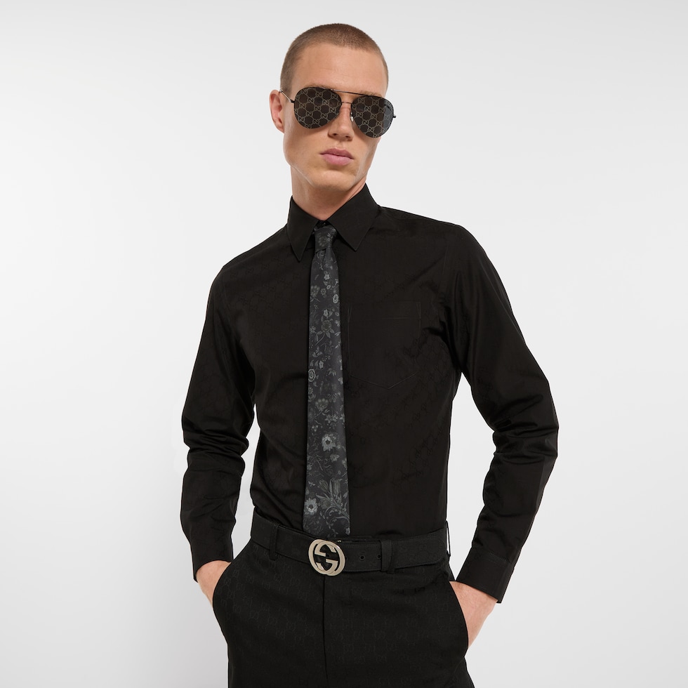 프린트 실크 타이