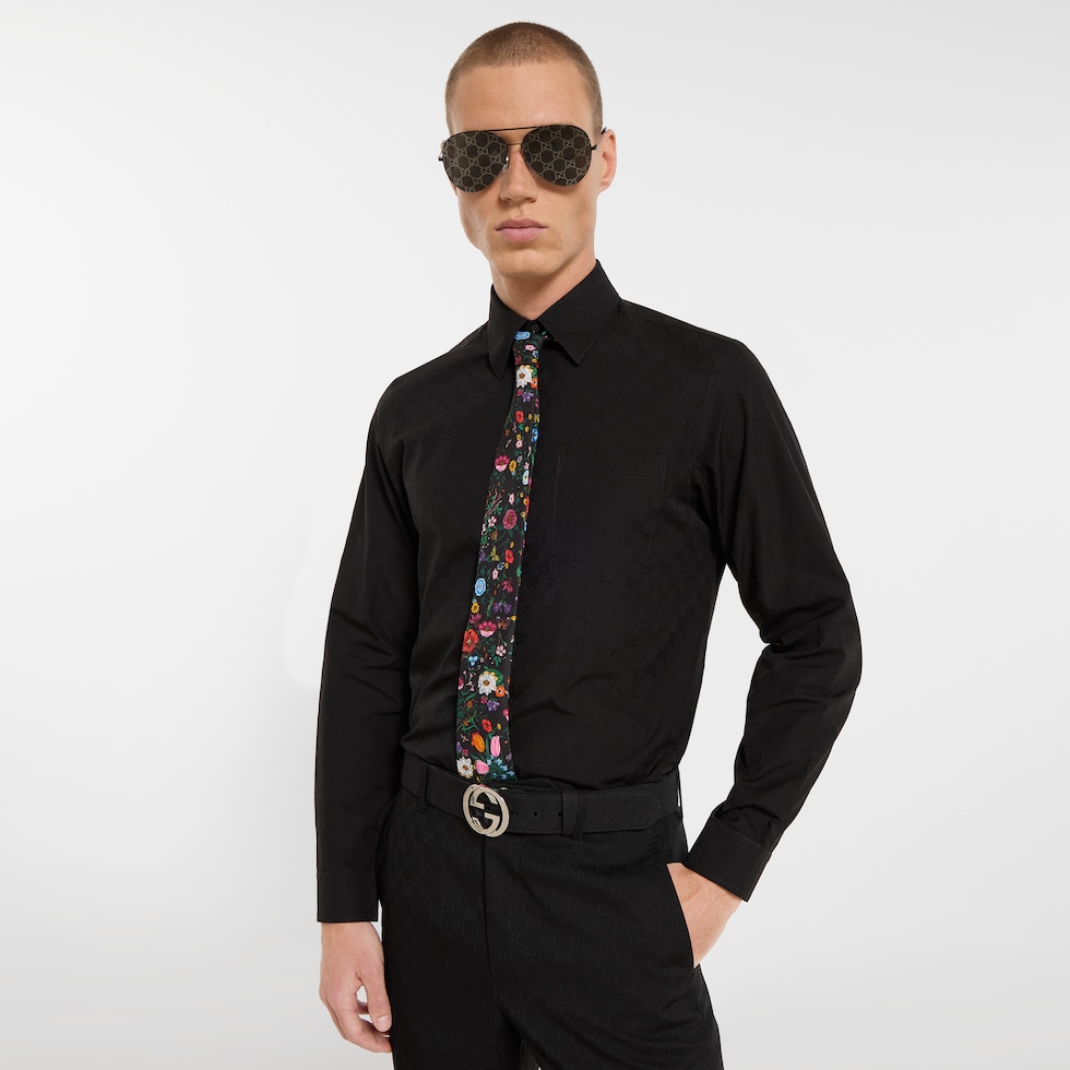 프린트 실크 타이